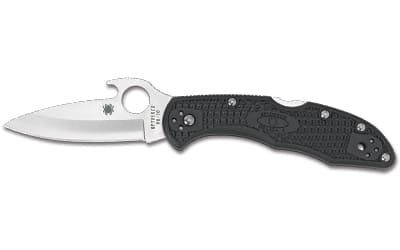 Spyderco Delica 4, 2.9" Folding Knife, Clip Point, Plain Edge, VG10/Satin, Gray FRN, Emerson Wave/Circle Thumb Hole/Pocket Clip