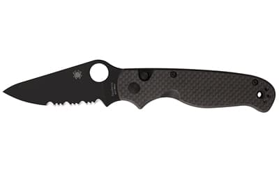 Spyderco ButtonUp Carbon Fiber, Folding Knife, 3.27" Clip Point Blade, 7.5" Overall Length, 8Cr13MoV Blade Steel, Combination Edge