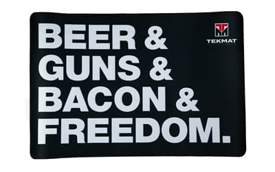 TekMat Original Mat, Beer & Guns & Bacon & Freedom, Thermoplastic Surface Protects Gun From Scratching, 1/8" Thick, 11"x17", Tube Packaging