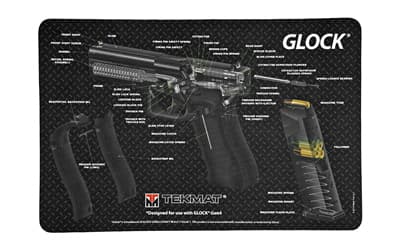 TekMat Pistol Mat For Glock, 3D Cut Away, 11"x17", Black, Includes Small Microfiber TekTowel, Packed In Tube
