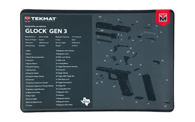 TekMat Original Mat For Glock Gen 3, Cleaning Mat, Thermoplastic Surface Protects Gun From Scratching, 1/8" Thick, 11"x17", Tube Packaging, Black