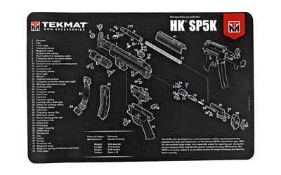 TekMat Pistol Mat For Heckler & Koch SP5K, 11"x17", Black, Includes Small Microfiber TekTowel, Packed In Tube
