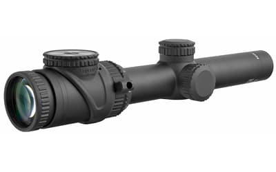 Trijicon AccuPoint 1-6x24mm Riflescope with BAC, Amber Triangle Post Reticle, 30mm Tube, Matte Black, Capped Adjusters