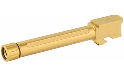 True Precision Barrel, 9MM, Gold, Thread Protector, Threaded, Fits Glock 17, Titanium Nitride