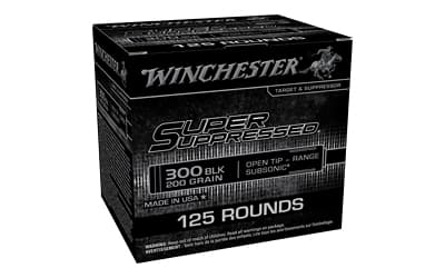 Winchester Ammunition Super Suppressed, 300 Blackout, 200 Grain, Subsonic Open Tip, 125 Round Box