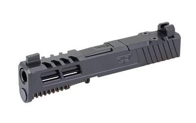 Zaffiri Precision ZPS.2 Slide, Fits GLOCK 43X, Flush and Crown Barrel, Cerakote Finish, Black, RMR Optic Cut, Blacked Out Co-witness Height Sights