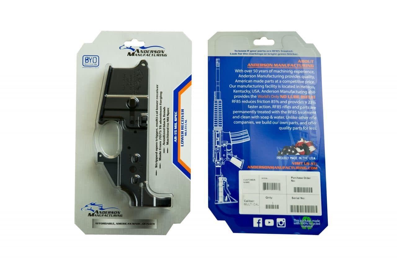 Receiver Lower Forged AM-15 Open Semi-Auto Multi-Cal Anodized Black