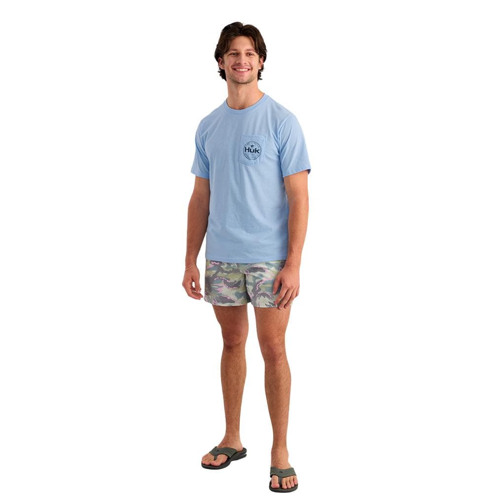 Huk Marlin Circle Short Sleeve Pocket Shirt Cerulean L