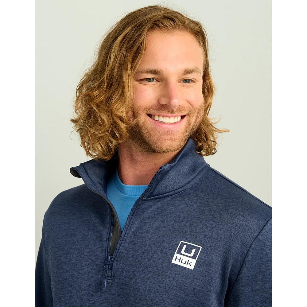 Huk Coldfront & Performance 1/4 Zip Long Sleeve Shirt Naval Academy Heather M