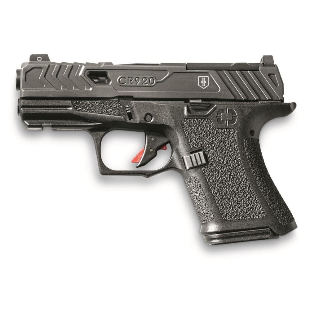 Shadow Systems CR920 War Poet Handgun 9mm Luger 10rd Magazines (2) 3.41 Barrel Black War Poet Slide Engraving with Night Sights Optic Ready