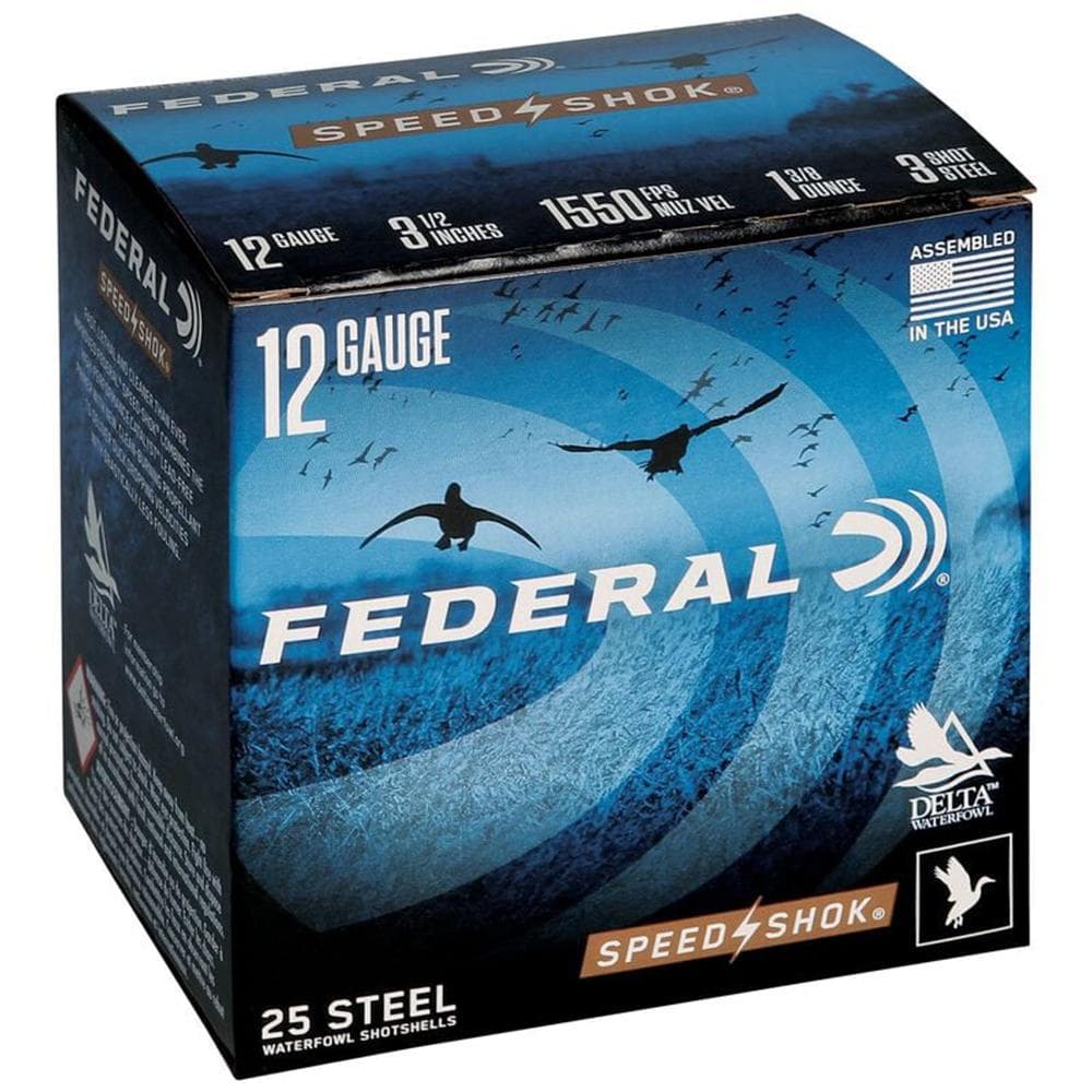 Federal Speed-Shok High Velocity Steel Shotshells 12ga 3-1/2" #3 1-3/8oz 1550 fps 25ct