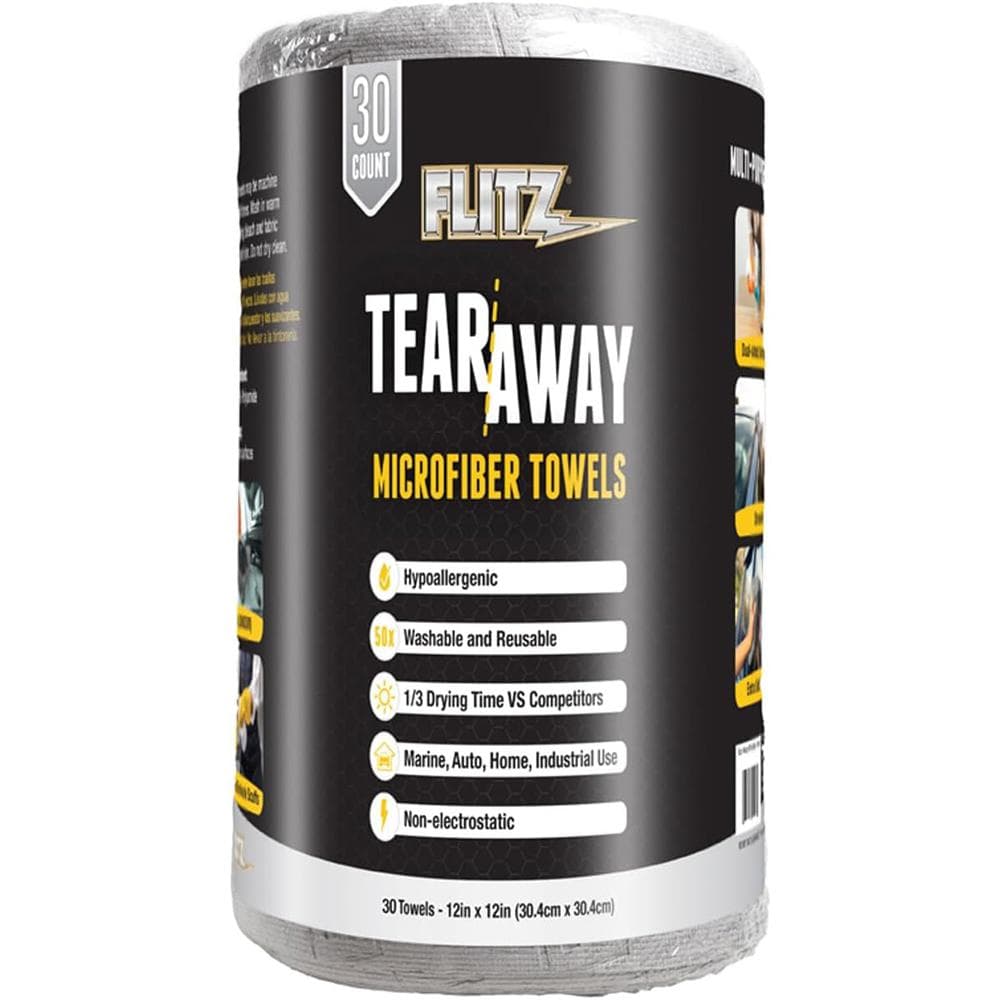 Flitz Tear-Away Microfiber Cloth Rolls 12"x12" 30/ct