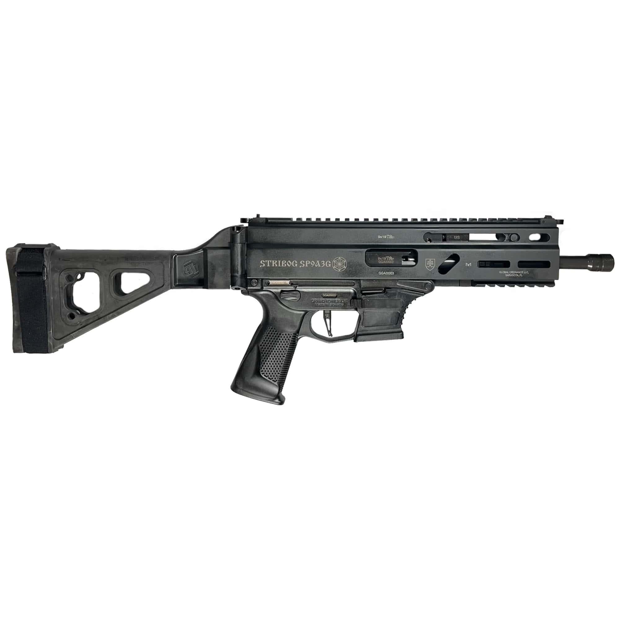Grand Power Stribog SP9G3 Handgun 9mm Luger 30rd Magazines(3) 8" Barrel SBT Brace-Uses Glock Style Magazines