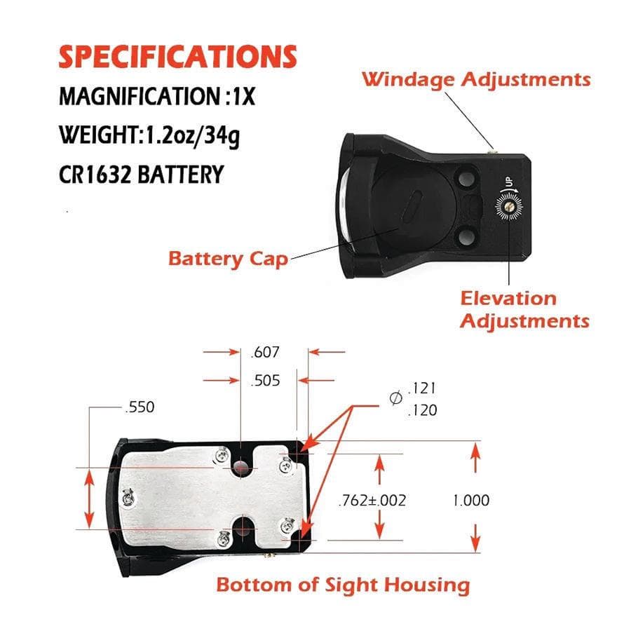 Grace Optics M1 Micro Reflex 3MOA Red Sight Black