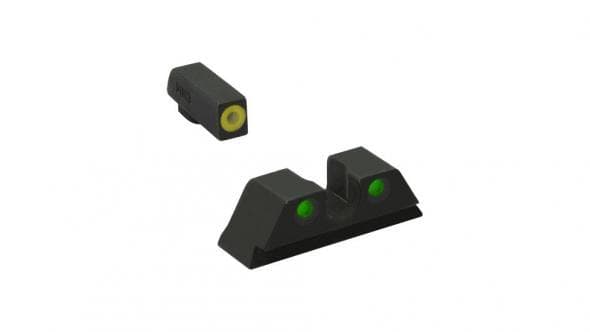 Meprolight ML40224 Hyper-Bright Yellow Ring Front/Green Rear Sights for Glock Models: 17 17L 19 22 23 24 25 31 32 33 34 35 36 37 38 39