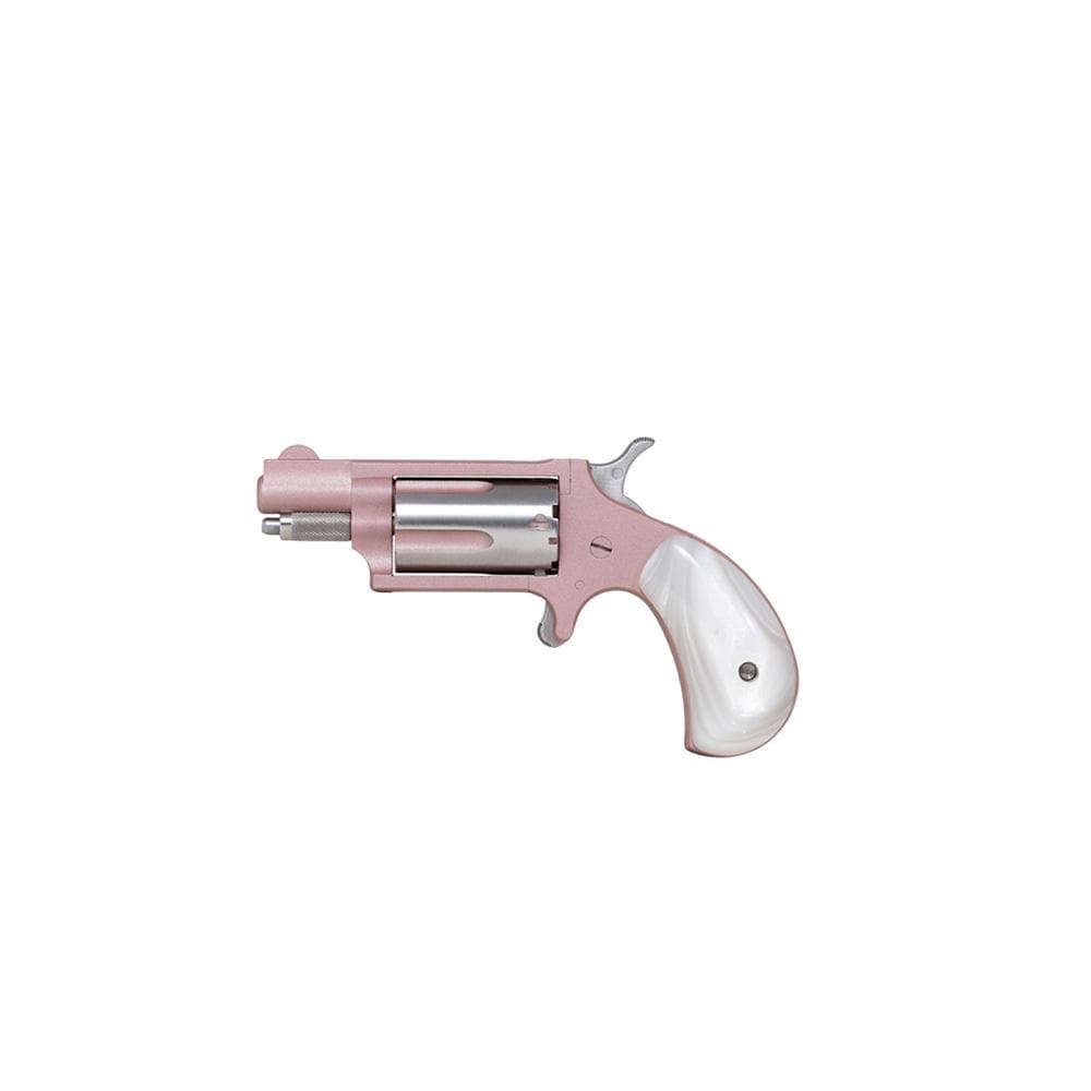 NAA 22M Rose Handgun .22 WMR 5rd Capacity 1.13" Barrel Bird Head Pearl Grip Pink Cerekote