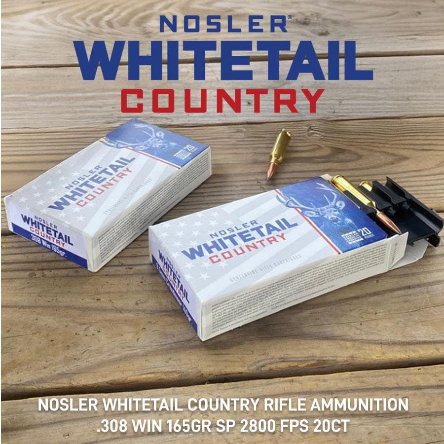 Nosler Whitetail Country Rifle Ammunition .308 Win 165gr SP 2800 fps 20/ct