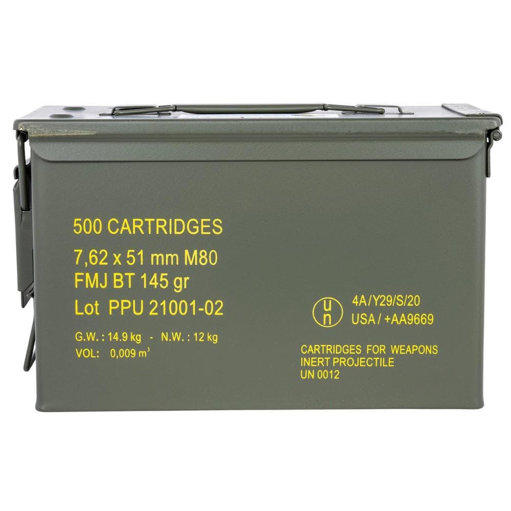 PPU Rangemaster Rifle Ammunition 7.62x51 145 gr FMJBT 2835 fps 500/ct
