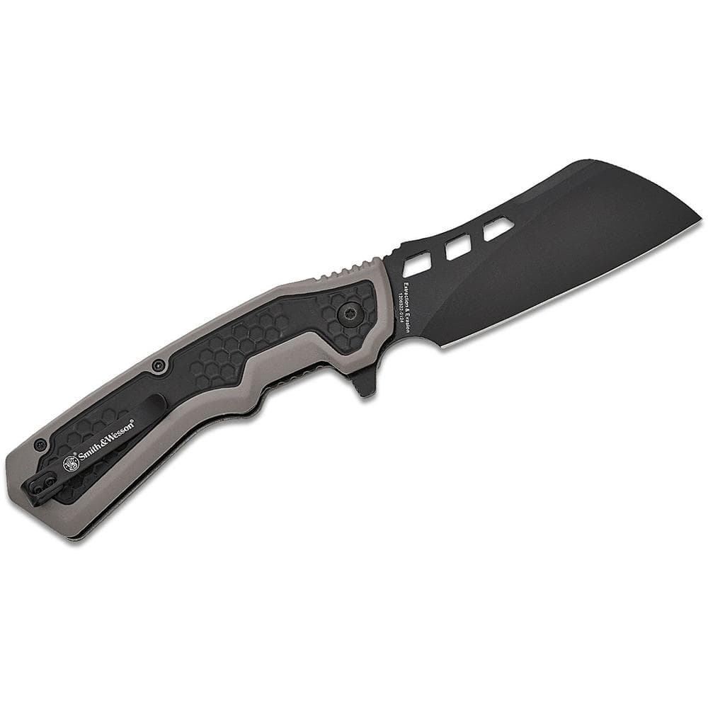 Smith & Wesson Extraction and Evasion Assisted Folding Knife 3-1/2" Cleaver Blade Black Box