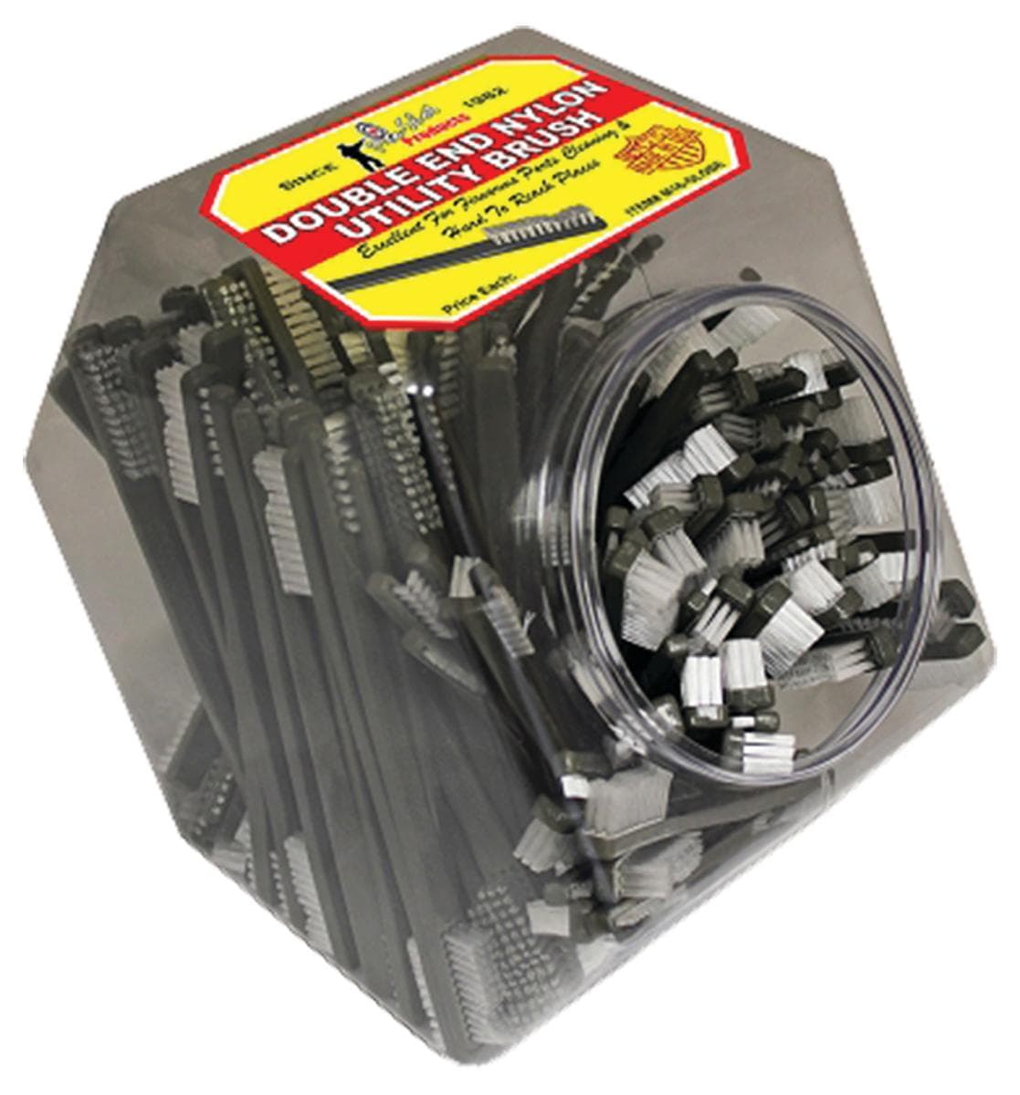 Nylon Double End Brushes Bulk Packaged in Globe Merchandiser 150 Qty.