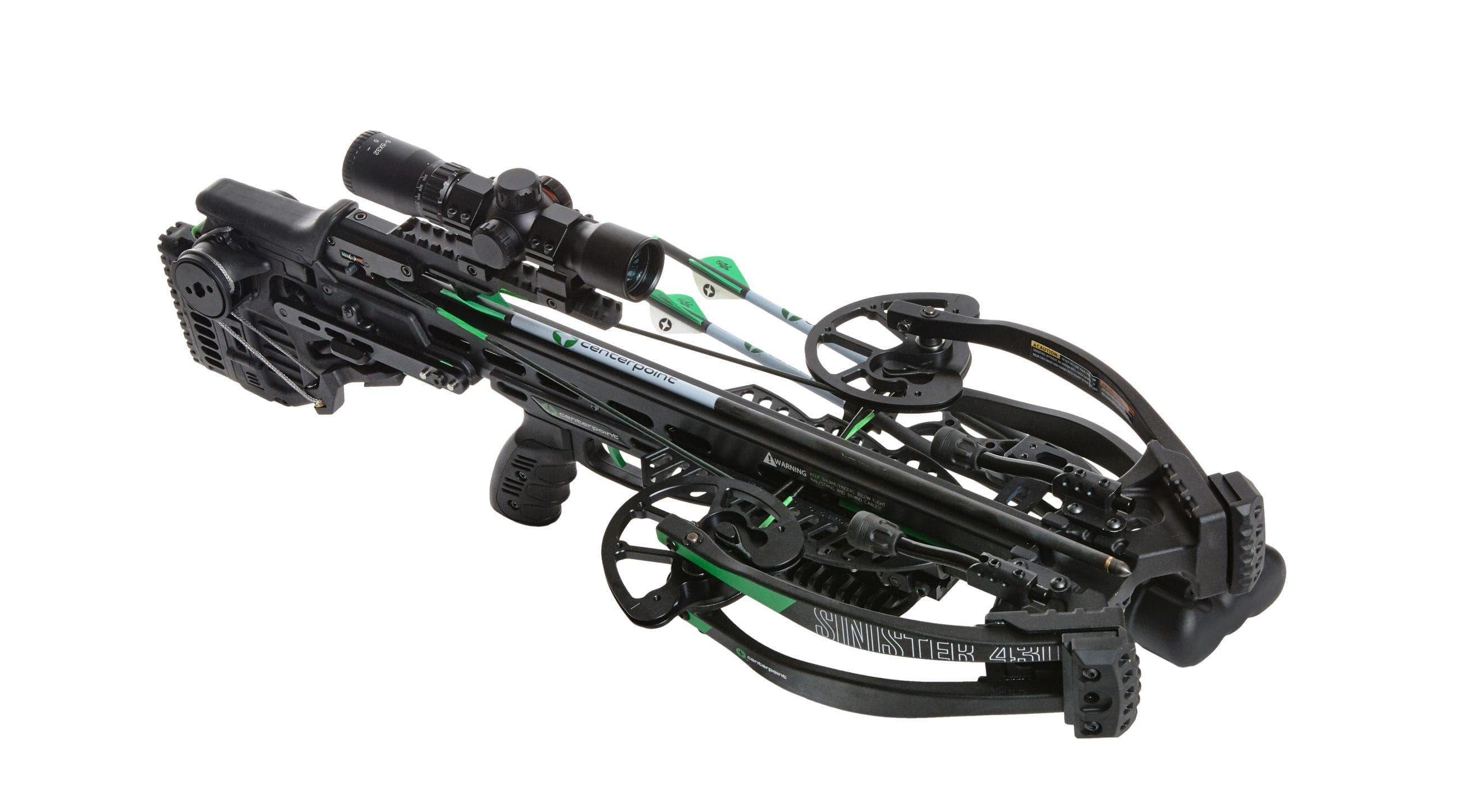 DEMO CenterPoint Sinister 430 Crossbow Integrated Silent Cocking System Auto Retracting Sled