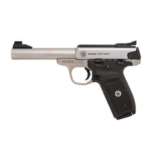 Smith & Wesson SW22 Victory Target Model Handgun .22 LR 10rd Magazines (2) 5.5" Barrel Silver with Black Grip MA Compliant