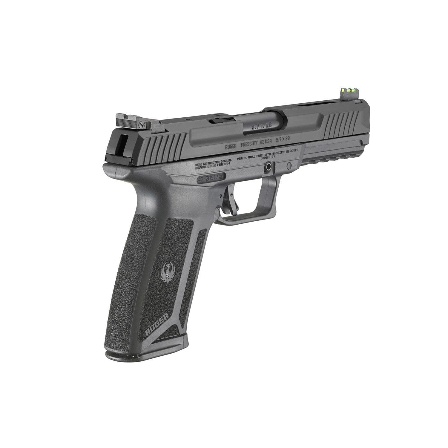 Ruger 57 Pro Model Handgun 5.72x28mm 20rd Magazine 4.94" Barrel Black Fiber Optic Sights