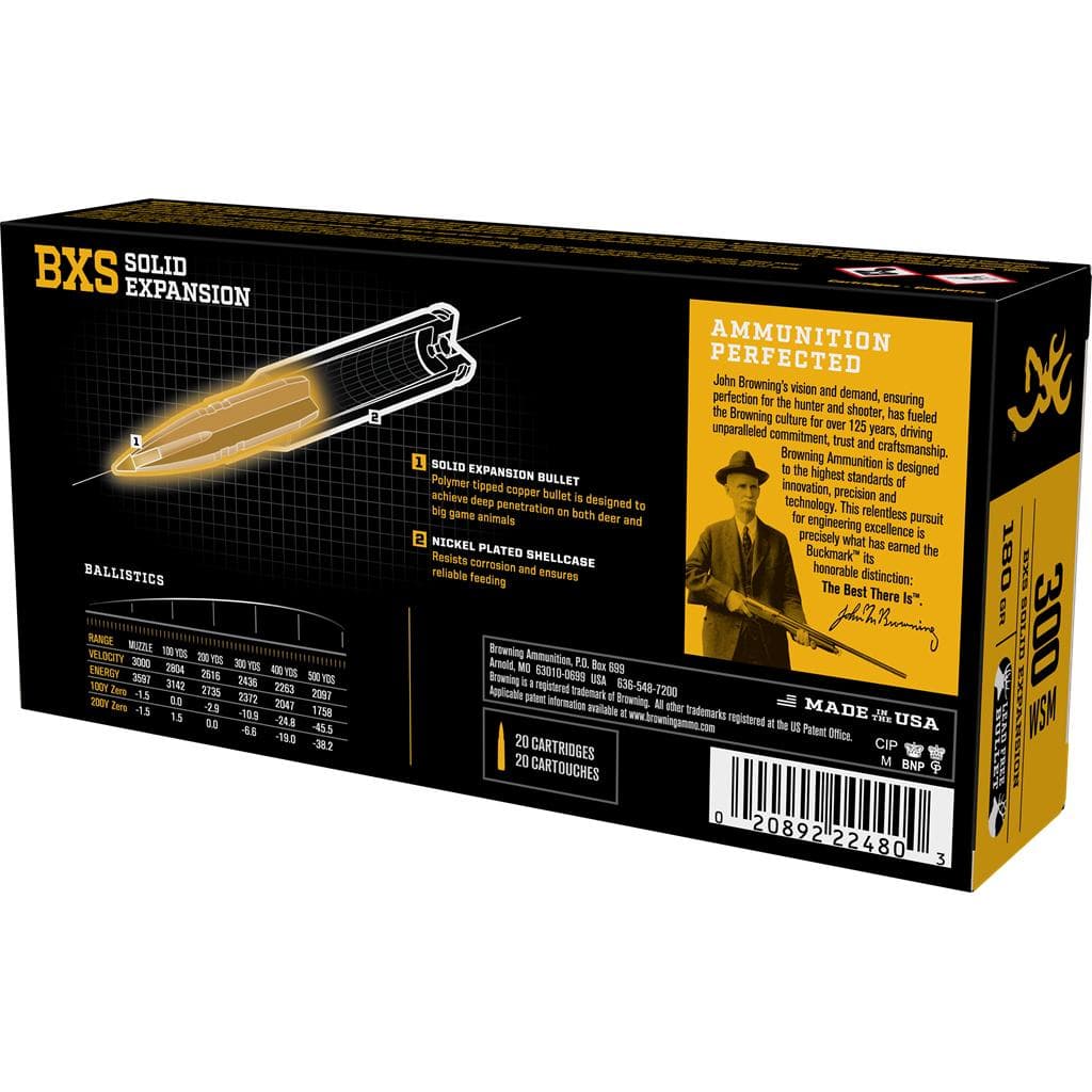 Browning Max Point Rifle Ammunition .30-06 Sprg 180gr BXS 2750 fps 20/ct