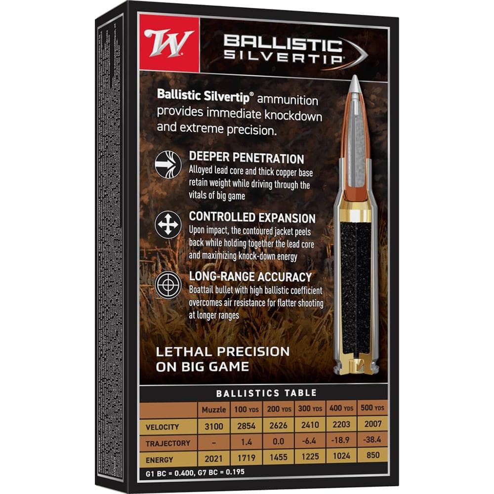 Winchester Ballistic Silvertip Rifle Ammunition .243 Win 95 gr. PT 3100 fps 20/ct