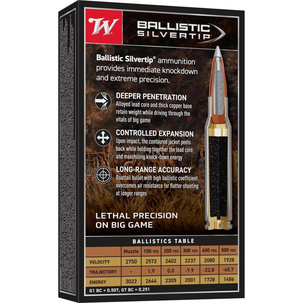 Winchester Ballistic Silvertip Rifle Ammunition .30-06 Sprg 180 gr. PT 2750 fps 20/ct