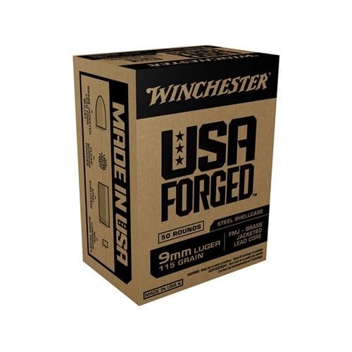 Winchester USA Forged- Steel Case Handgun Ammunition 9mm Luger 115 gr. FMJ 1190 fps 50/ct