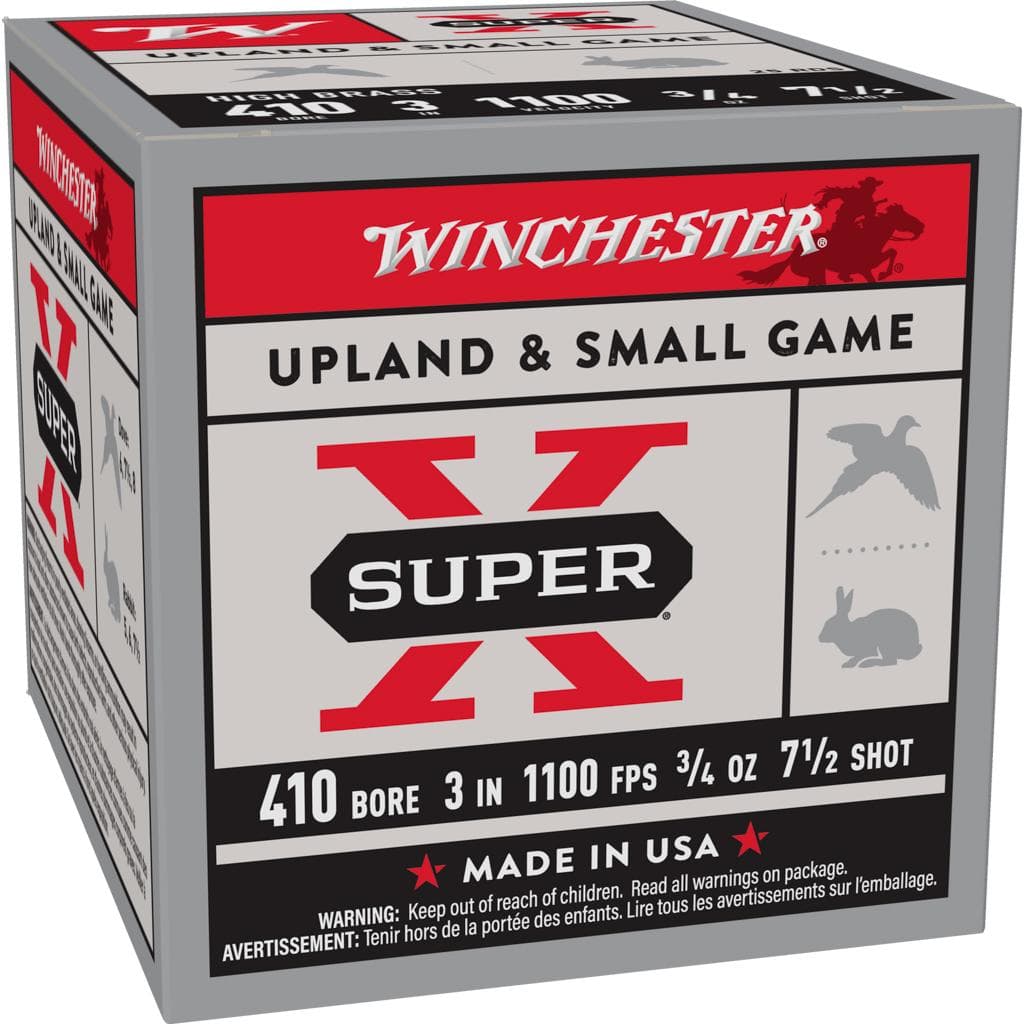 Winchester Super-X High-Brass Shotshells .410 ga 3" 3/4 oz 1100 fps #7.5 25/ct
