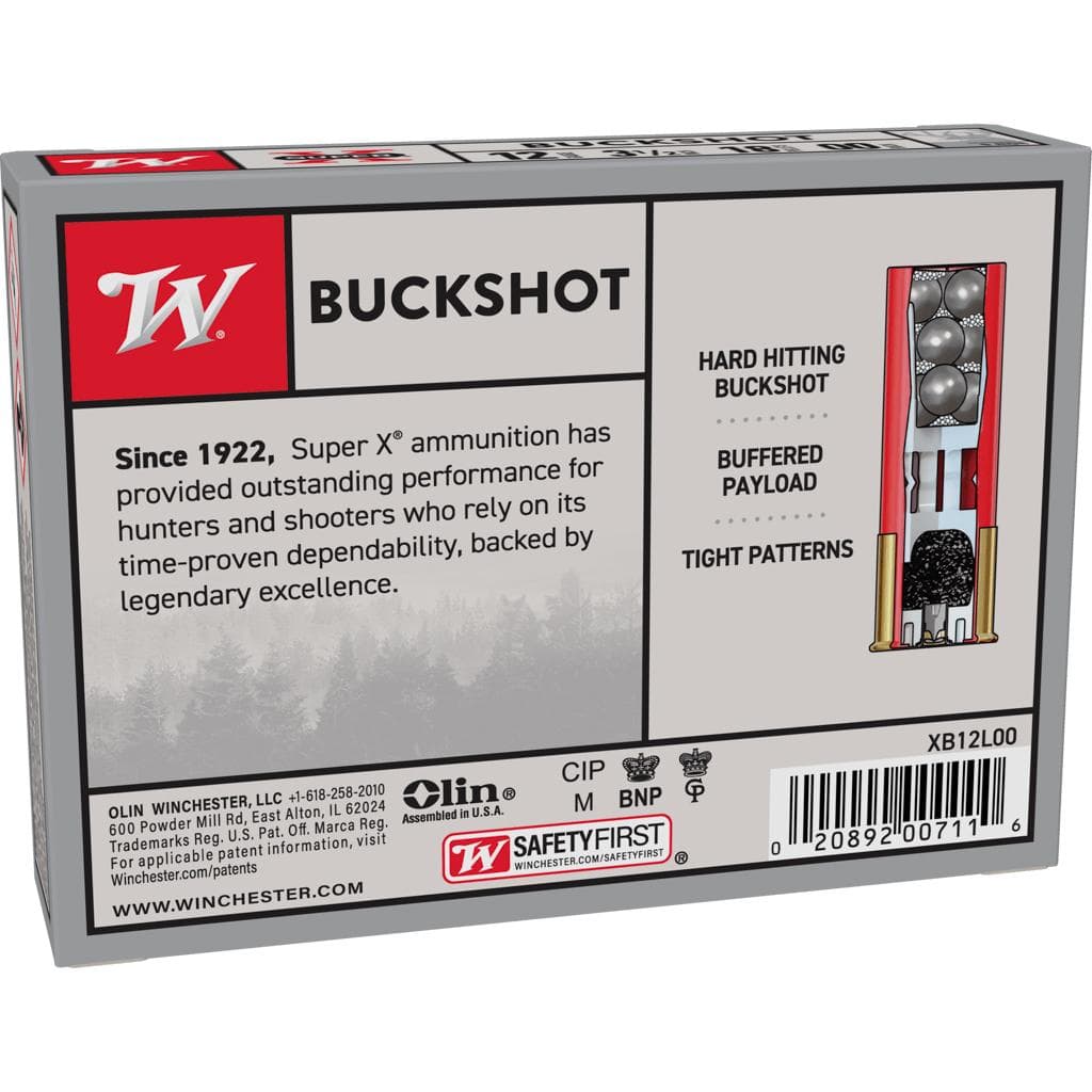Winchester Super-X Buckshot Shotshells 12 ga 3-1/2" 1200 fps #00 5/ct