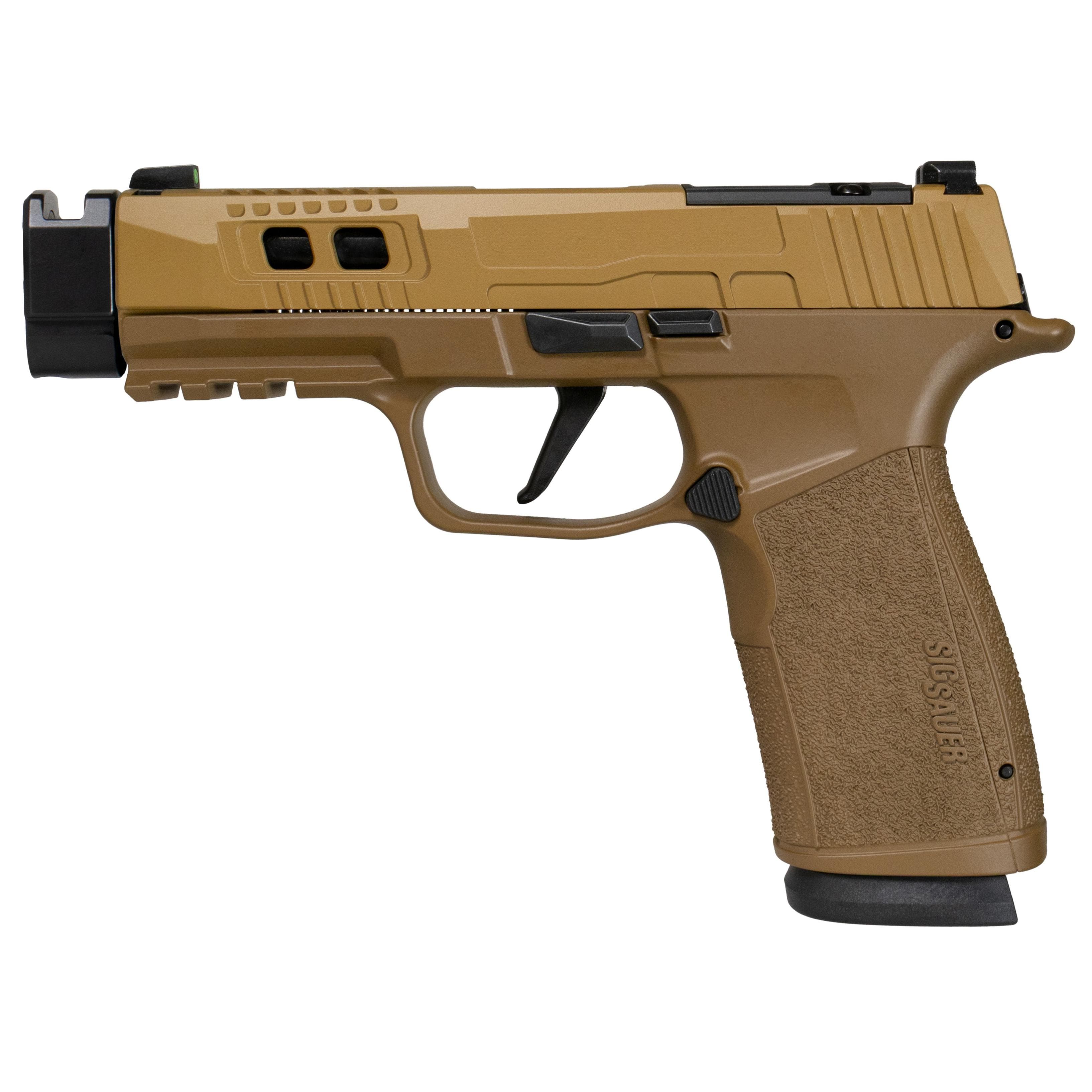 Sig Sauer P365 Two-Tone Brown/Black XMACRO TACOPS Handgun 9mm Luger 17rd Magazines(4) 4.2" Compensated Barrel