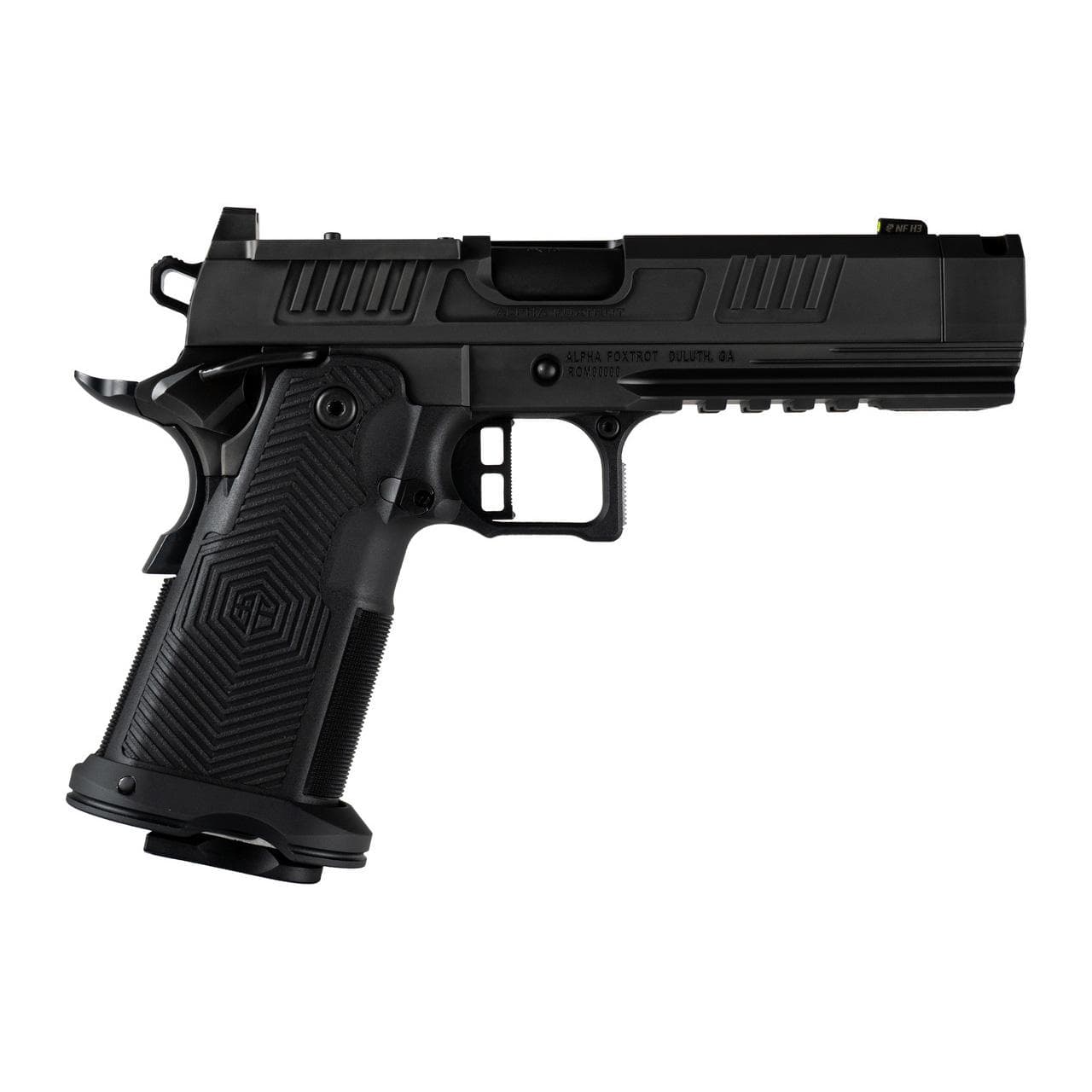 Alpha Foxtrot AF1911-ROMULUS Handgun DLC Finish 9mm Luger 17(1)&20(1)rd Magazines 4.25" Compensated Threaded Barrel