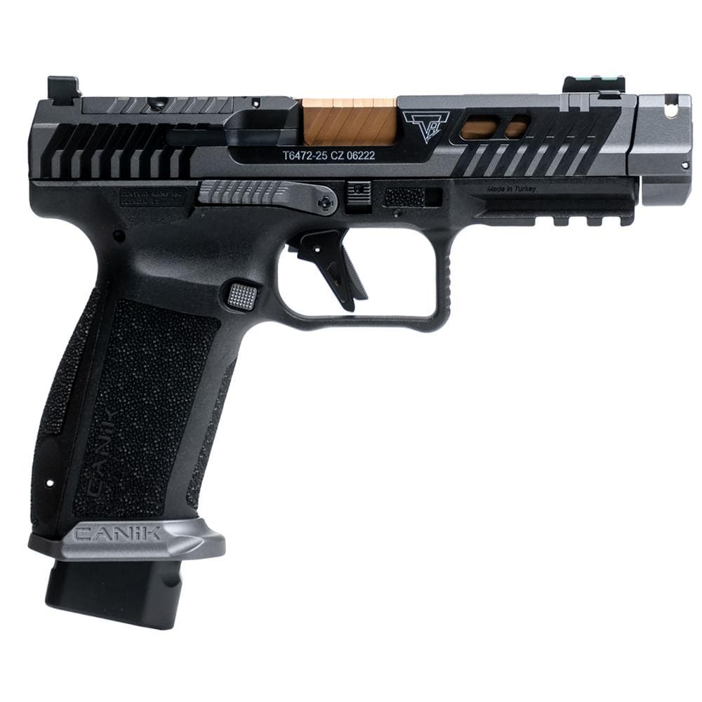 Canik TTI Combat Handgun 9mm Luger 18rd Magazines (2) 4.6" Ported Gold Barrel Smoke