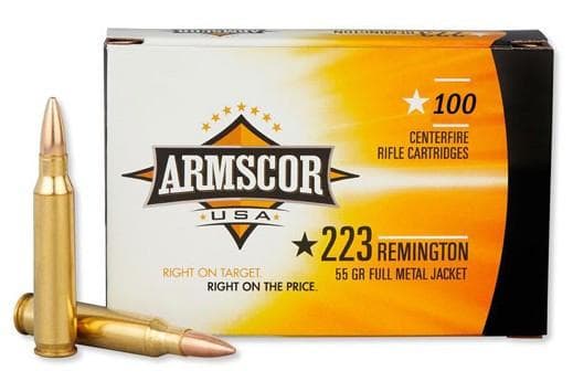 Armscor Rifle Ammunition .223 Rem 55gr FMJ 3050 fps 100/ct
