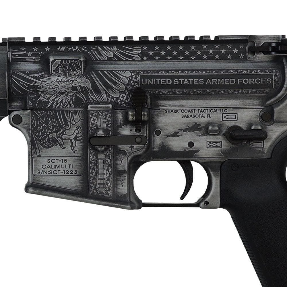 Shark Coast Tactical "Armed Forces Grey" SCC-15 Lower Rifle 5.56mm 30rd Magazine 16" Barrel 15" MLOK Handguard