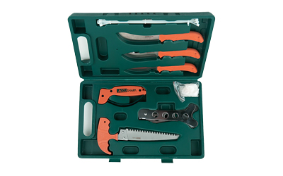 AccuSharp Game Processing Kit, Fixed Blade Kit, Orange Handles, Steel Blades, 9-Piece Kit