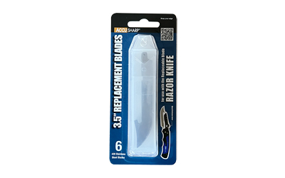 AccuSharp Razor Knife Replacement Blades, (6)-3.5" Stainless Steel Blades, Fits Replaceable Blade Razor Knife, Blue Blade Storage Case