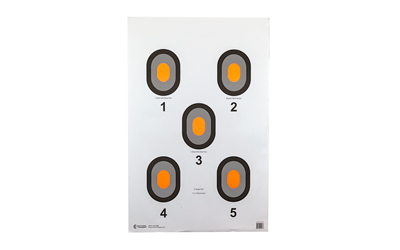 Action Target Bulls-Eye, Five Bullseye Target w/Orange Center, 100 Per Box