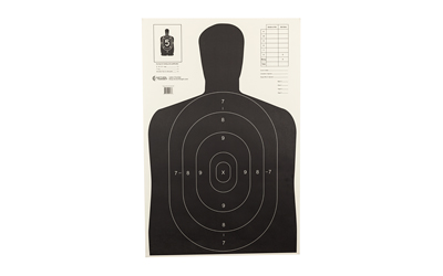 Action Target B-27E Economy Target, Black Silhouette Cut Off Below Ring 7, 23"x35", 100 Per Box