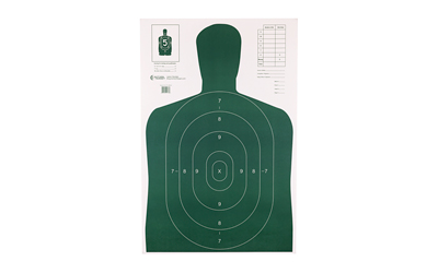 Action Target Action Target, B-27E Economy Target, Green Silhouette Cut Off Below Ring 7, 23"x35", 100 Per Box