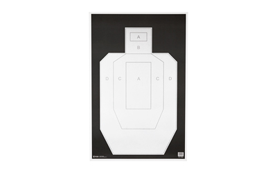 Action Target IPSC/PBKB, Unofficial IPSC Practice Target, High Visibility Black Background On White Paper, 23"x35", 100 Per Box