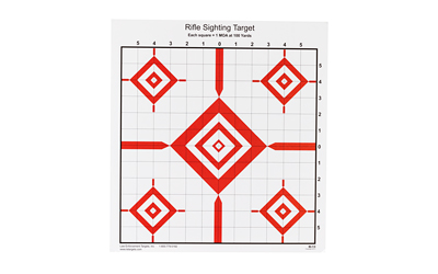 Action Target SI-13, Advanced Rifle Sighting Target, 1.047 Inch Grid Pattern, Black/Red, 14"x15", 100 Per Box