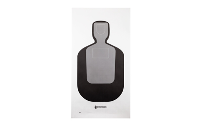 Action Target TQ-19, Standard Qualification Target, 25-Yard Silhouette In Black And Gray, 24"x45", 100 Per Box
