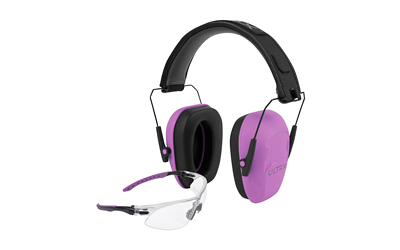 Allen Company ULTRX Hearing and Eye Combo, Shield Passive Earmuff, NRR 23dB, Plum, Anti-Fog/Anti-Scratch Shooting Glasses, Clear