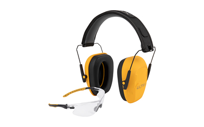 Allen Company ULTRX Hearing and Eye Combo, Shield Passive Earmuff, NRR 23dB, Yellow, Anti-Fog/Anti-Scratch Shooting Glasses, Clear