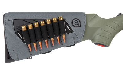 Allen Company Next Shot, Bridger Buttstock Pouch, Gray, Holds up to (7) .223-300 Winchester Magnum Rifle Cartridges, Adjustable Strap