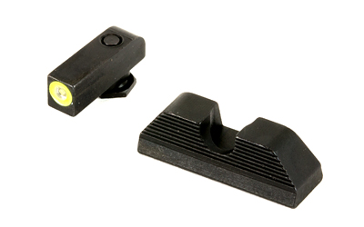 AmeriGlo UC, Sight, Fits GLOCK 17/19/22/23/24/26/27/33/34/35/37/38/39, Green Tritium LimeGreen Lumi Outline Front, Black Serrated Round Notch Rear